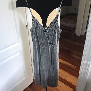 Spaghetti strap black and white striped dress